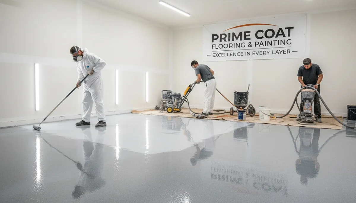 Professional epoxy floor coating in Lancaster, PA garage by local painting experts