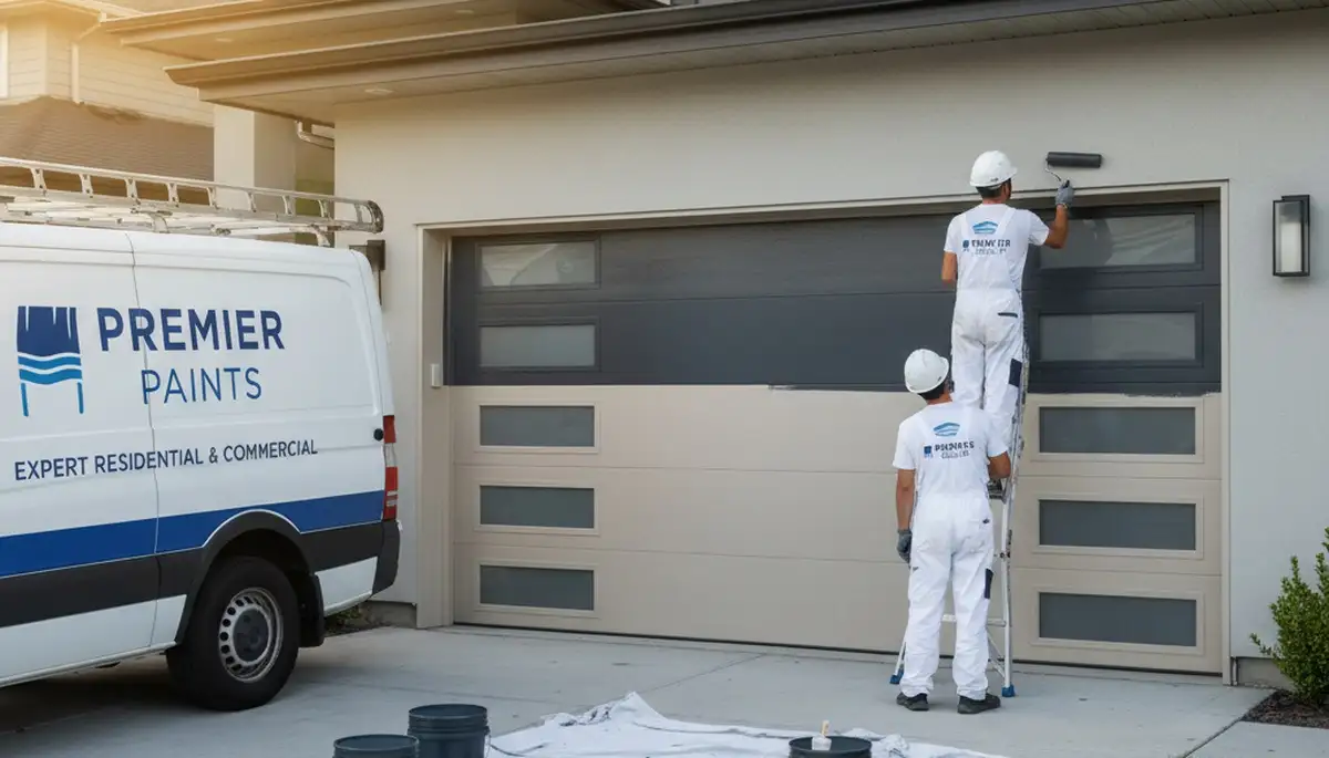 Professional garage door painting in Lancaster PA boosting curb appeal with durable weatherproof finish
