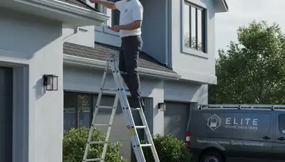 Professional gutter painting and refinishing on a Lancaster PA home exterior by local painting experts