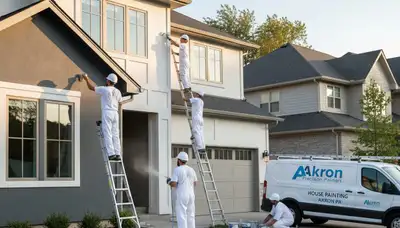 Professional house painters refreshing Lancaster PA home exterior with quality paint finish