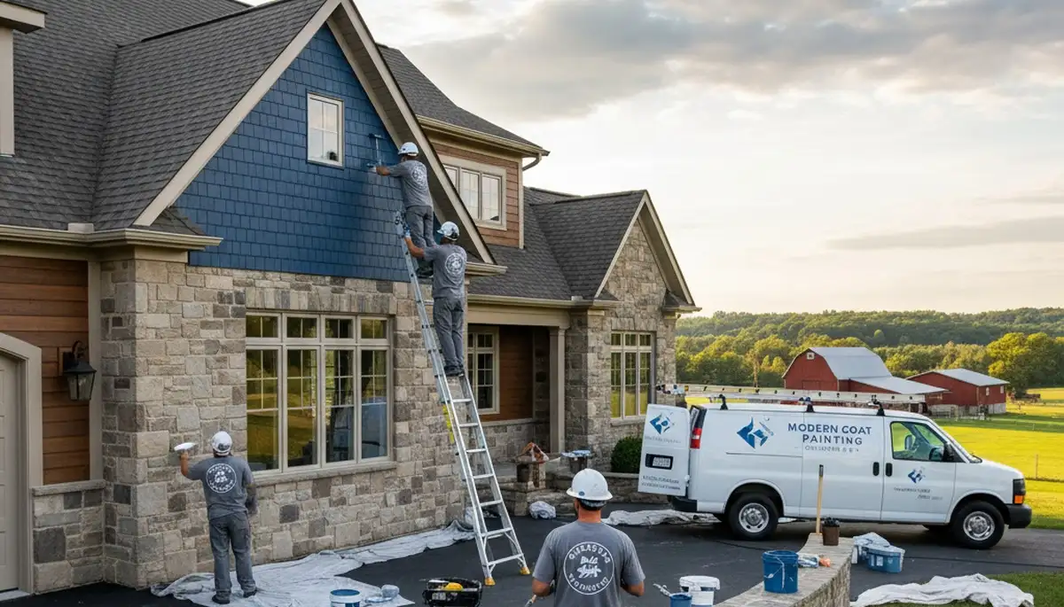 Professional house painters in Lancaster PA enhancing home exterior with fresh paint finish
