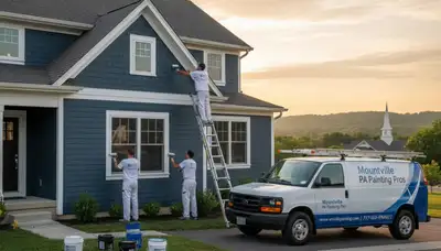 Lancaster, PA house painters applying fresh exterior paint on a residential home