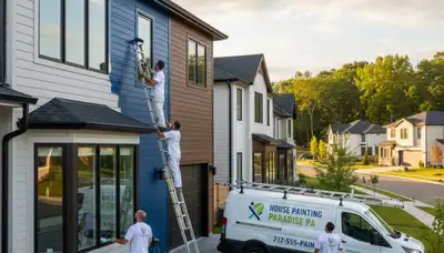 Professional house painters painting home exterior in Lancaster PA
