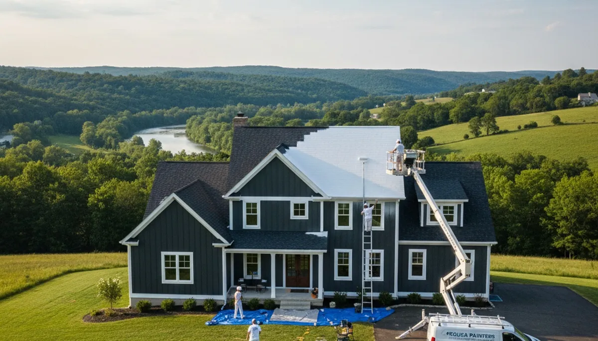 Lancaster, PA house-painting crew painting a home exterior for professional residential service