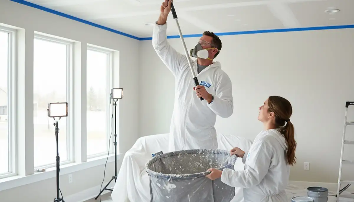 Professional popcorn ceiling removal in Lancaster, PA home by expert local painting contractors