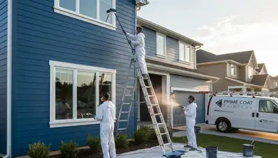 Professional siding painting on a Lancaster, PA home exterior by expert painters