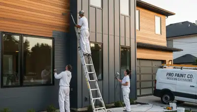 Professional siding painting on a Lancaster PA home exterior by expert house painters
