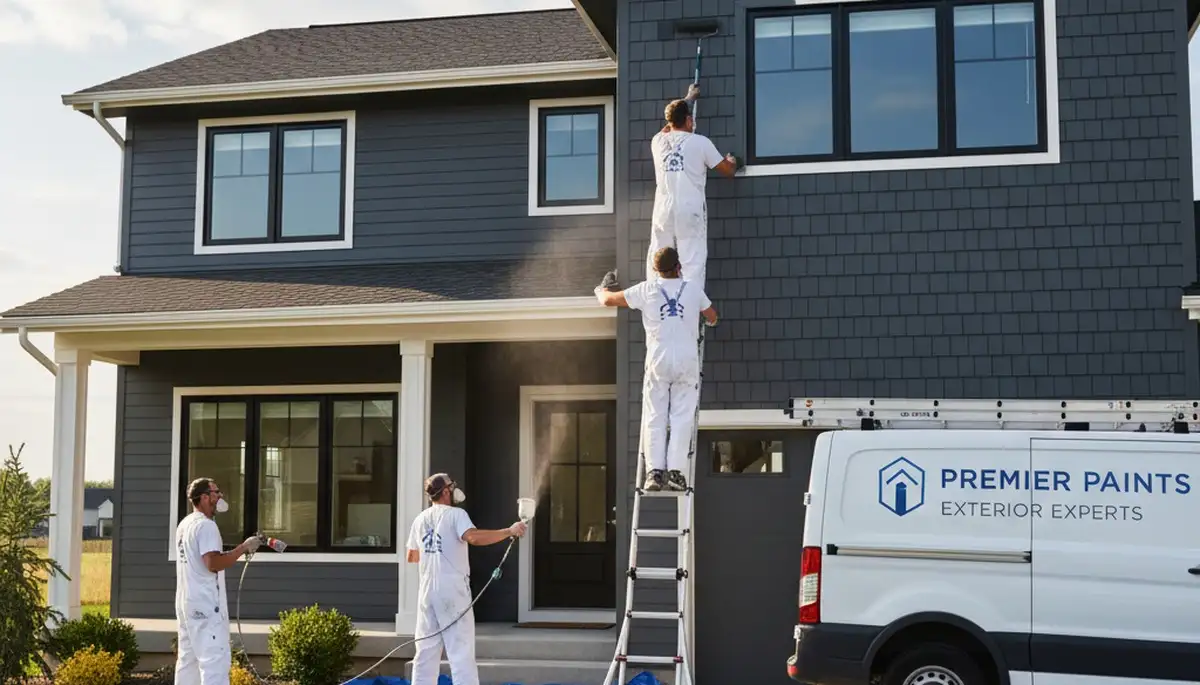 Professional siding painting on a Lancaster, PA home exterior by expert local painters