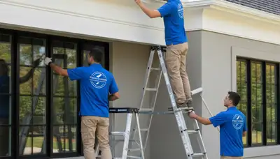 Professional trim and fascia painting on Lancaster PA home by expert house painters