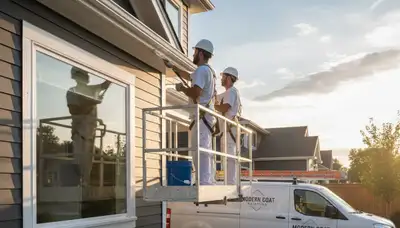 Professional trim and fascia painting on Lancaster PA home by expert house painters