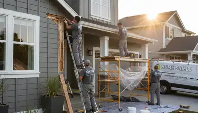 Professional wood rot repair on Lancaster, PA home exterior by expert house painters